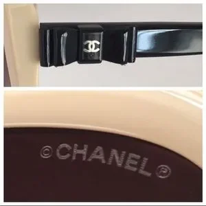 CHANEL | Accessories | Chanel Sunglasses Beigeblack Bows  display picture 1